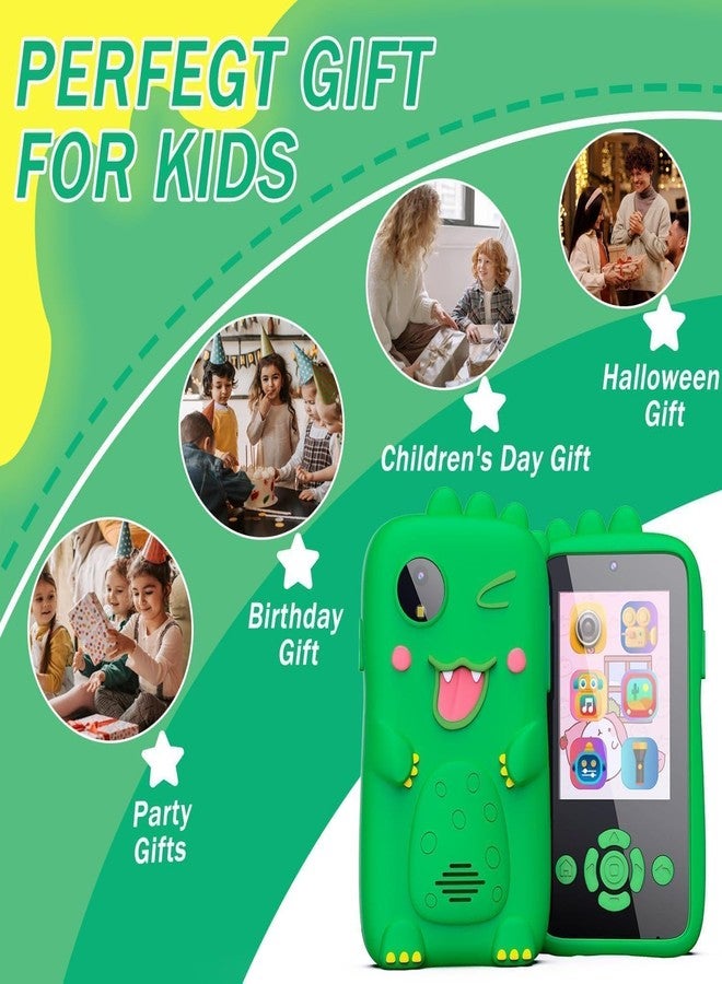 EXOMOON هاتف ذكي بلاستيكي للأطفال من إكسومون للبنات، هدية مثالية لأعياد الميلاد والكريسماس للبنات من عمر 3 إلى 10 سنوات، هاتف ألعاب للأطفال، غطاء أساسي، شاشة لمس 2.8 بوصة، هاتف تعليمي للأطفال الصغار مع كاميرا مزدوجة، لعبة (أزرق) - Image 4